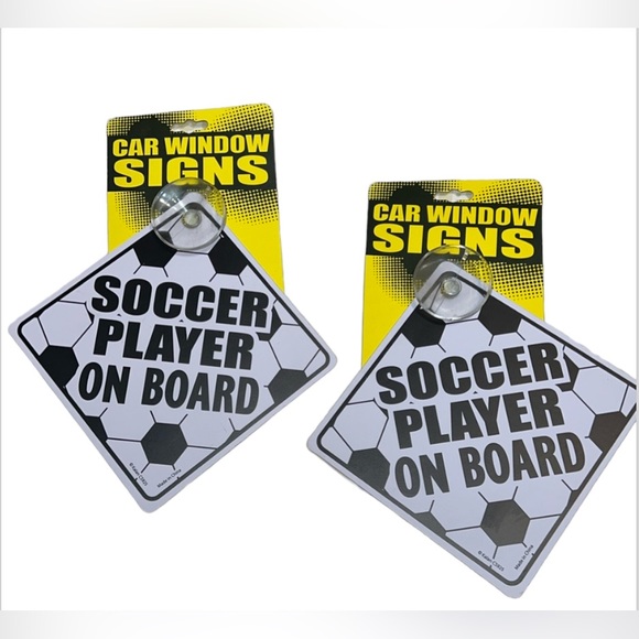 New Set of 2 “Soccer Player on Board” Car Window Signs - Picture 1 of 4